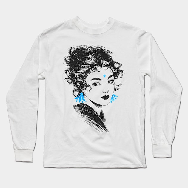 Blue Bellflowers Long Sleeve T-Shirt by Dimary